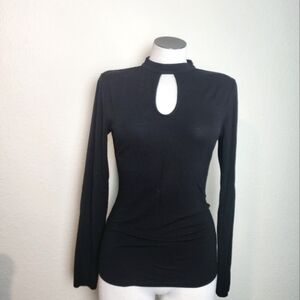 Philosophy Mock Neck Buttery Soft Long Sleeve Black Women's Top Size S